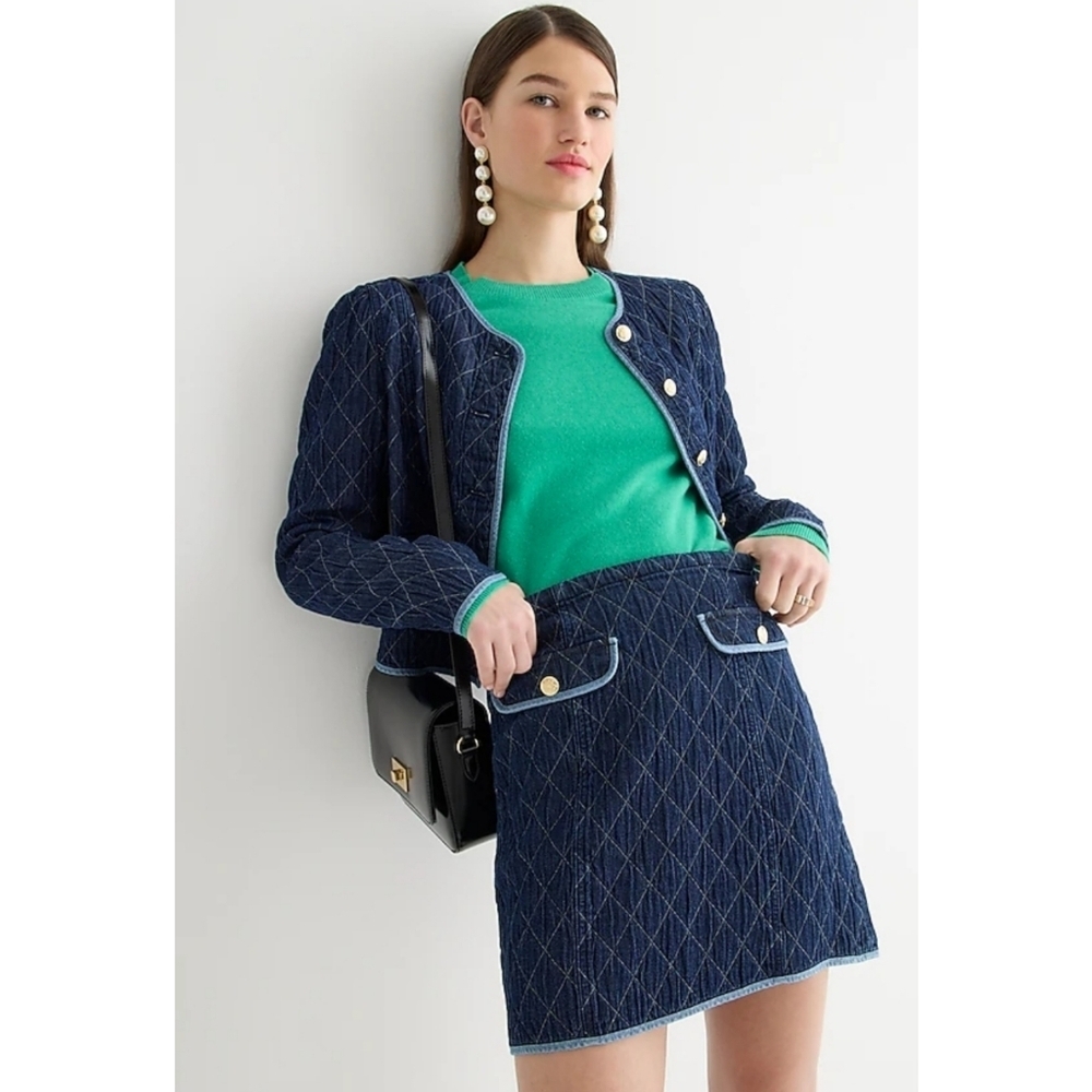 26. J.Crew Quilted denim mini skirt